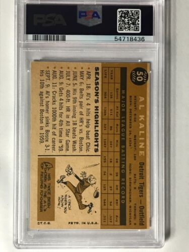 1960 Topps Baseball #50 AL Kaline HOF Detroit Tigers PSA 5 ERSTAUNLICHE FARBE & BILD - Bild 2 von 2