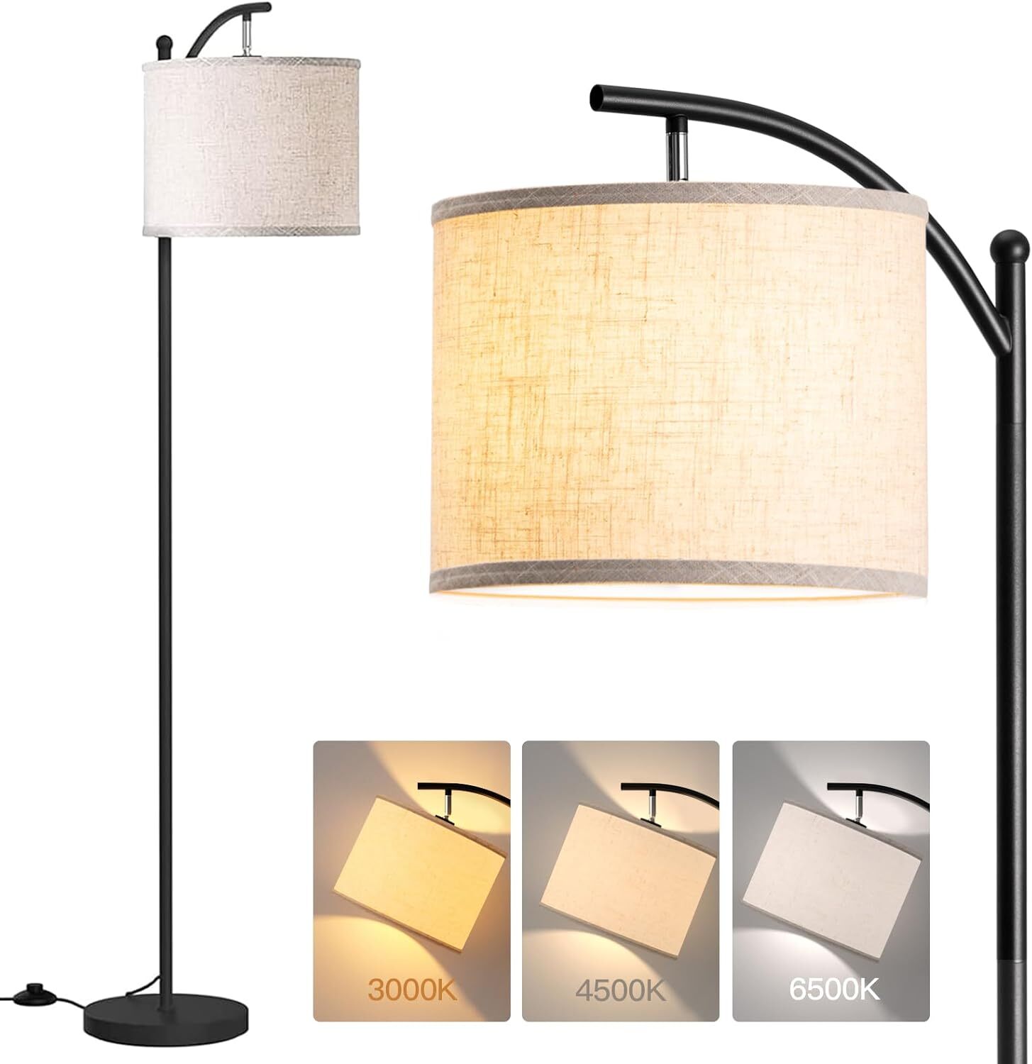 Adjustable 3-Tone Floor Lamp for Living Room or Bedroom-image