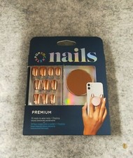 Rose Gold Mirror Popsockets 30 Gel Nails and Matching PopGrip with Swappable Top