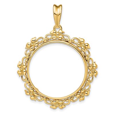 14k Gelbgold Blume Blüte Krappen Set US $10 indische Münze Einfassung