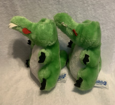 Vintage Parisi Plush set of 2 Alligators 1960s Green 6.5" tall