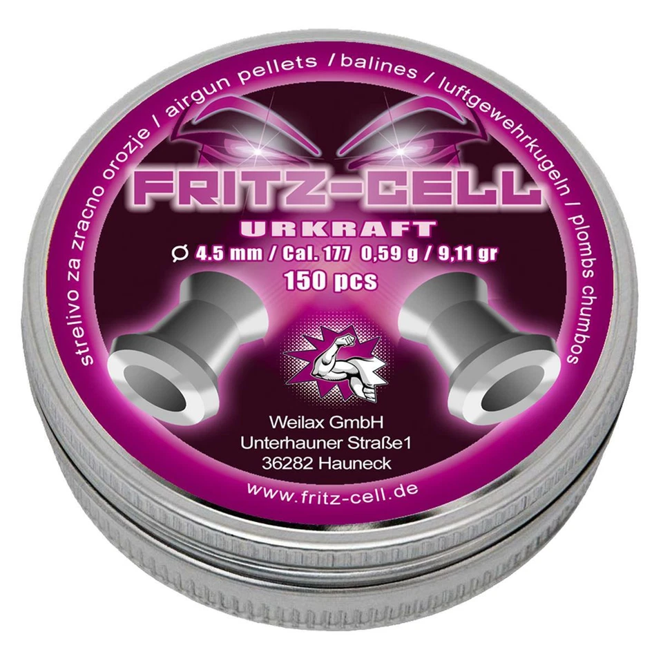 WEILAX 1 x 150 Fritz-Cell Urkraft 4,5 mm Diabolos Hohlspitz für Luftgewehr, Luftpistole