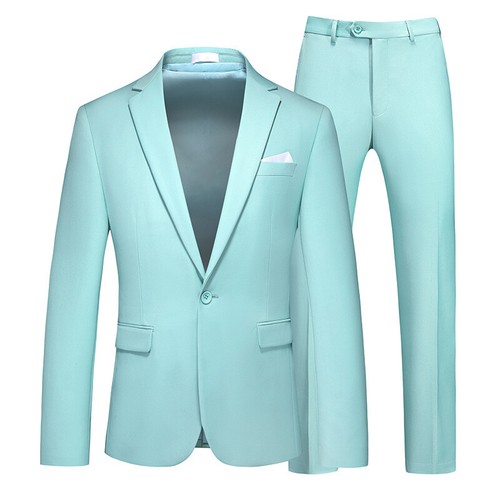 Men's Suit Two-piece One-button Solid Color Hollow Coat+pants Business Jacket - Imagen 43 de 43