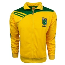 Just 4 Kicks Brasil Track Jacket - Yellow & Green Full Zip Soccer Fan Top