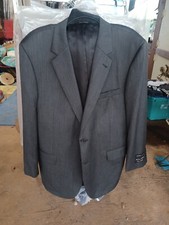 Men's gray herringbone JOS A BANK wool tweed blazer jacket sport suit coat 46 R