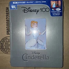 Cinderella 100th Anniversary Steelbook (4K UHD, Blu-Ray, Digital) Factory Sealed