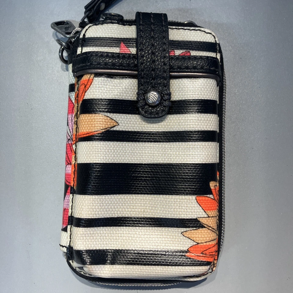 Porta-cartões de pulso sacroots com zíper em torno de porta-cigarro flores com alça preta - Imagem 3 de 4