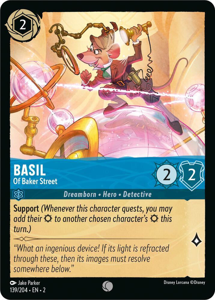 Basil Of Baker Street DISNEY Lorcana TCG Rise of the Floodborn 139 NM