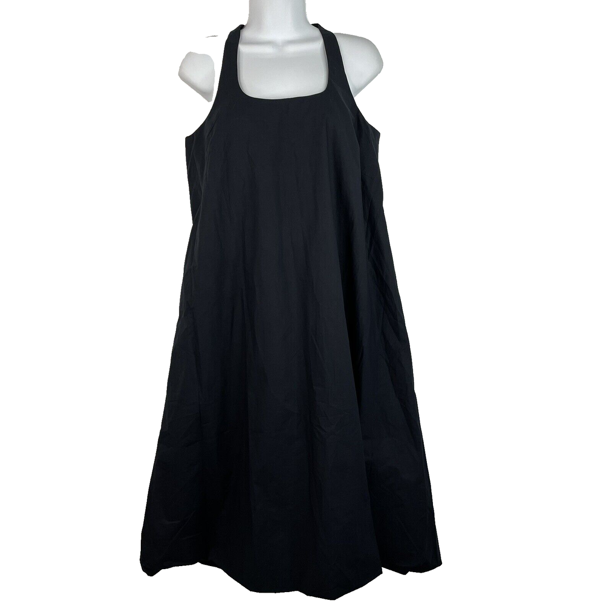 Trapeze Dress Black Midi Dress With Pockets Handmade Black Cotton
