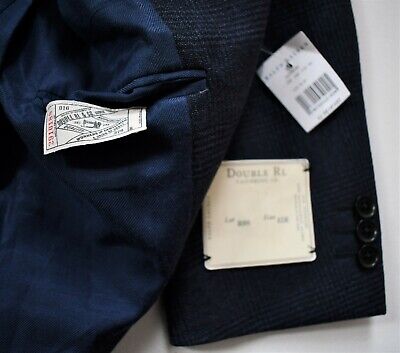 🆕️ RALPH LAUREN RRL DOUBLE RL Black Blue 100% WOOL Sport 🆕️ RALPH LAUREN RRL DOUBLE RL Black Blue 100% WOOL Sport