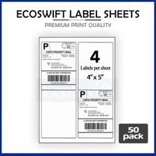200 4 x 5 EcoSwift Laser/Ink Address Shipping Adhesive Labels 4 per sheet