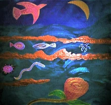 PAINTING, 'COMPOSITION 18', EXPRESSIONISM, ACRYLIC, FREE SHIPPING!