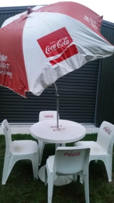 Original Retro Coca Cola Milk Bar Set W Vinyl Umbrella Original Retro Coca Cola Milk Bar Set W