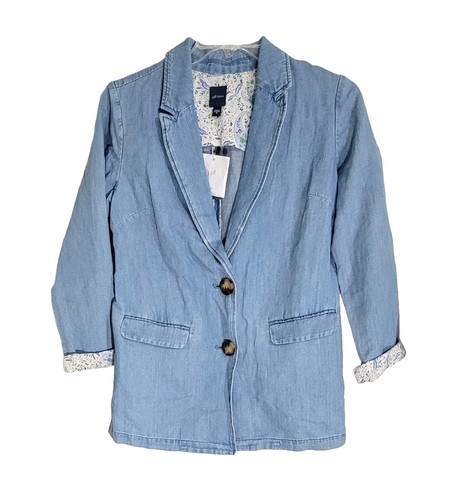 J. Jill Womens Size LP Chambray Denim Tencel Lyocell Long Zip