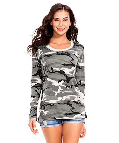 Womens Ladies Camouflage T Shirts Casual Camo Tshirts Army Tee Top Plus ...
