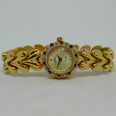 Jacques Prevard Gem Stones Bezel Quartz Women's Watch Sz. 5 3/4'' New Battery