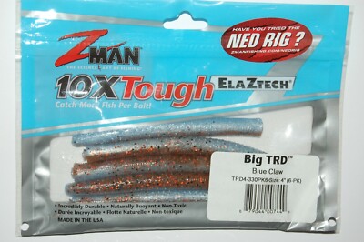 z-man zman big trd 4'' naturally bouyant ned rig lure blue claw