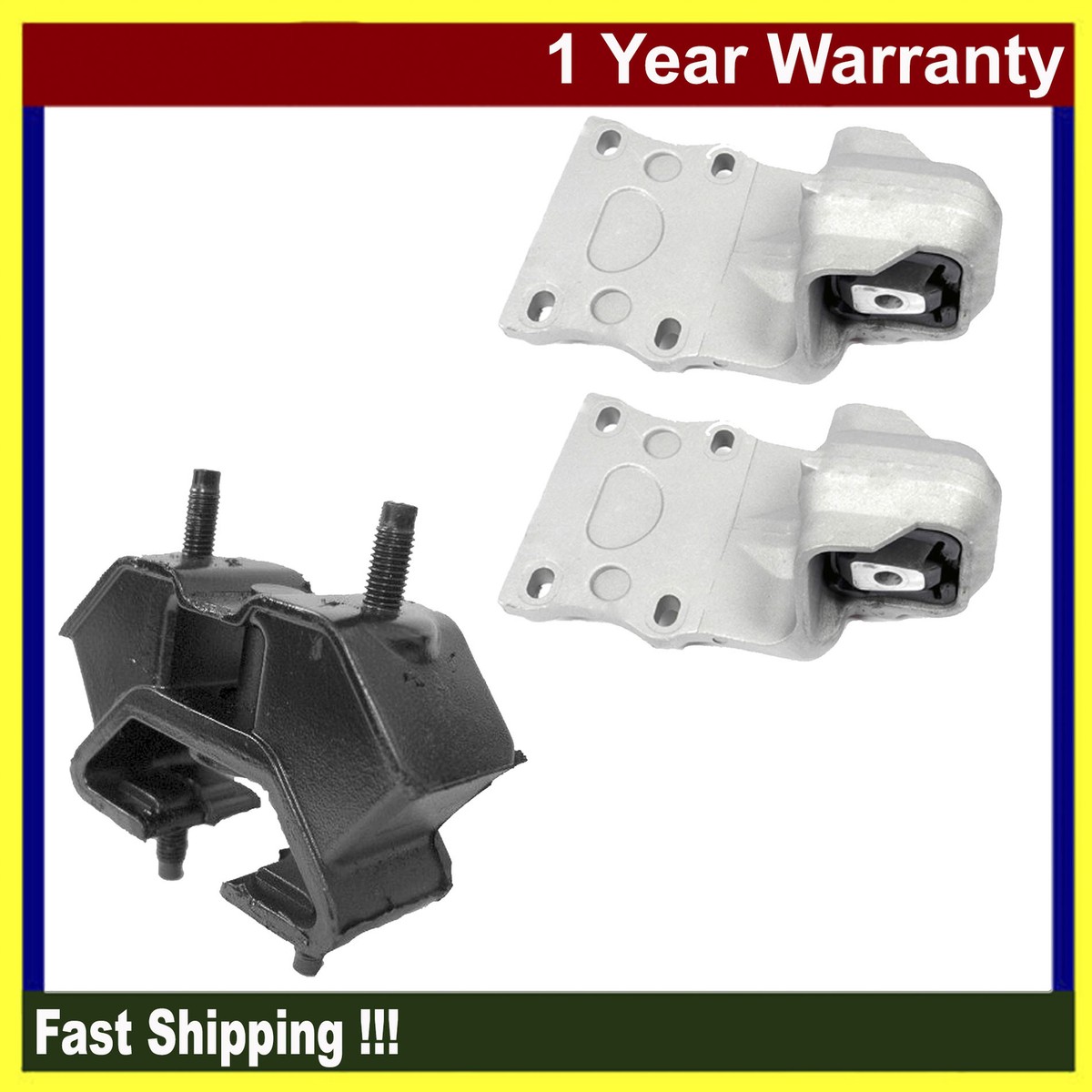 RC Auto Parts Engine Motor Mount 3-Piece Set For Infiniti I30 3.0L & I35 3.5L 2000-2004 With Sensors