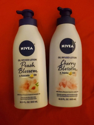 2 PACK NIVEA OIL INFUSIED LOTION CHERRY BLOSSOM & JOJOBA OIL/AVOCADO OIL