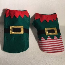 2 Small Pet Costumes- Christmas Holiday Festive Decoration Elf Outfits hook/loop