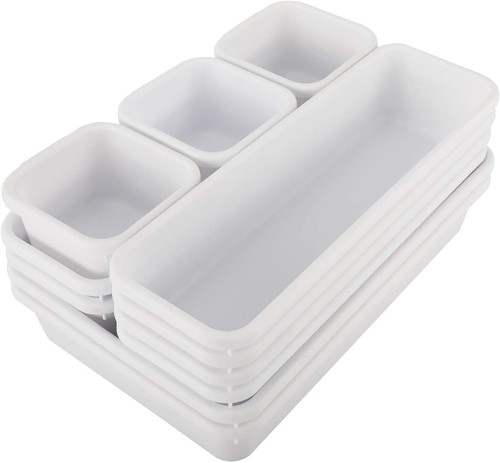 24Pcs Interlocking Desk Drawer Organizer Tray Dividers Separators Storage Bins - Picture 8 of 9