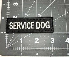 Service Dog Patch 1" x 3" small sew on hook and loop-One each service dog gear