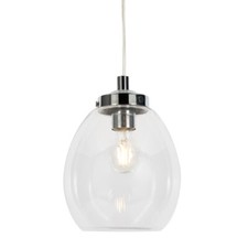 Image of Litecraft Quincy Ceiling Pendant Bathroom 1 Light With Glass Shade - 3 Colours