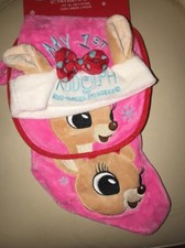 Babys First Christmas Pink Rudolph Clarice Reindeer Bib Hat  Stocking Set Soft