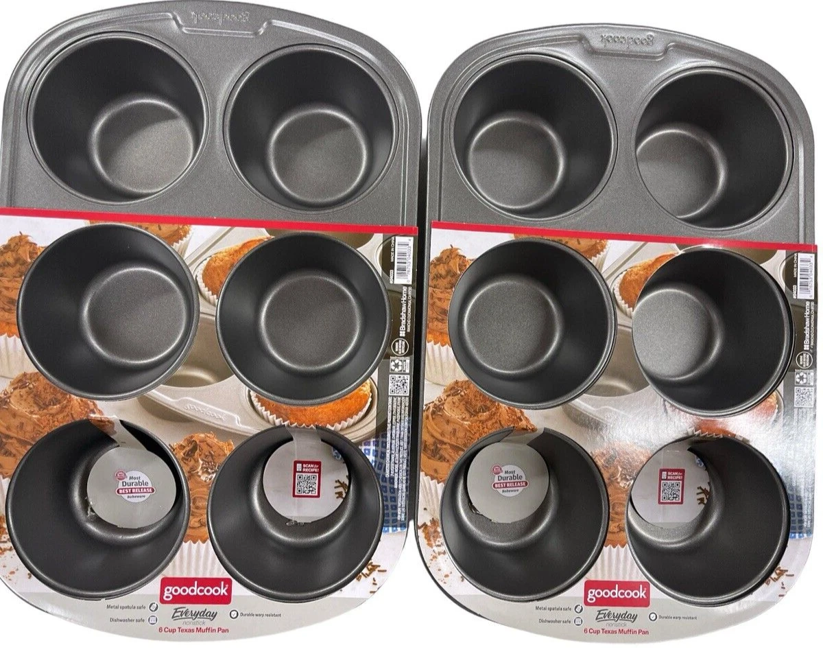 2 Pack goodcook Everyday Nonstick 6-Cup Texas Size Muffin Pans Warp Resistant
Opens in a new window 