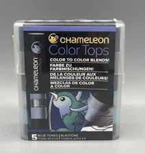 New Chameleon Color Tops 5 piece Professional alcohol - based ink Blue Tones