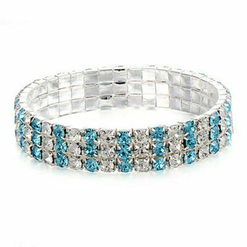 MODA ÉPICA - Pulsera elástica con estrás de cristal blanco azul - Brazalete pulsera Foto 2 de 4