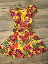 Farm Rio Fruit Dream Ruffle Mini Dress Pineapple Tropical Island Resort Size XS