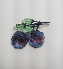 Austria Glass Fruit Berries Raspberries Strawberries Vintage Brooch Pin