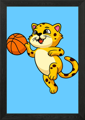 Niedliche Cartoon Leopard Katze gerahmtes Wandbild Poster Leinwanddruck Bild