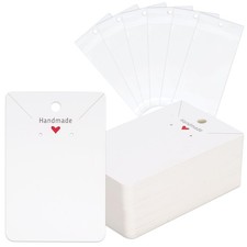 joycraft 100Pcs Earring Display Cards with Bags, White 6x2.7 Inches,