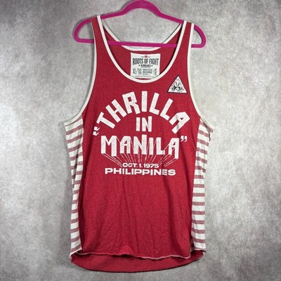 Roots of Fight ALI FRAZIER Tank Top Mens XL Red Thrilla in Manila Bloodlines