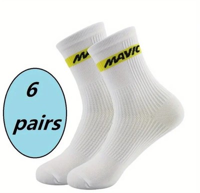 6er Pack weiße Mavic Rennrad Performance Socken - Einheitsgröße