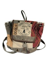 Myra Bag Singapore Port Of Call Backpack Up cycled Canvas Leather Boho Western