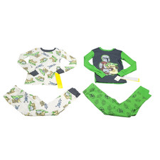 Star Wars Boys' The Mandalorian 4pc Snug Fit Top Pants Pajama Set Green Size 6