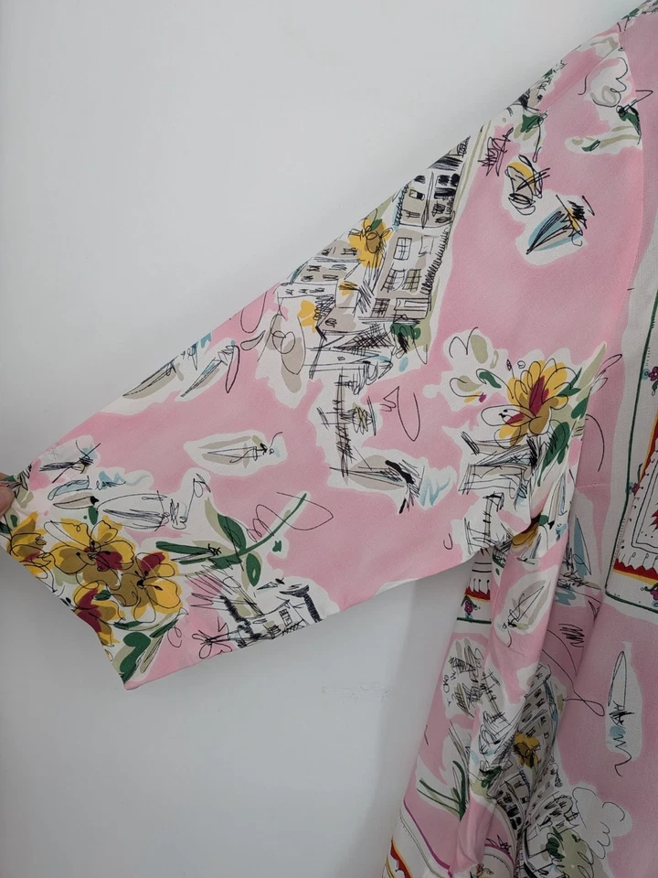 Top túnica vintage David Dart para mujer talla 1X abotonada floral artística Lagenlook EE. UU. Foto 4 de 4