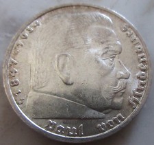 MDS DEUTSCHES REICH 5 REICHSMARK 1939 J "PAUL VON HINDENBURG", SILBER  #