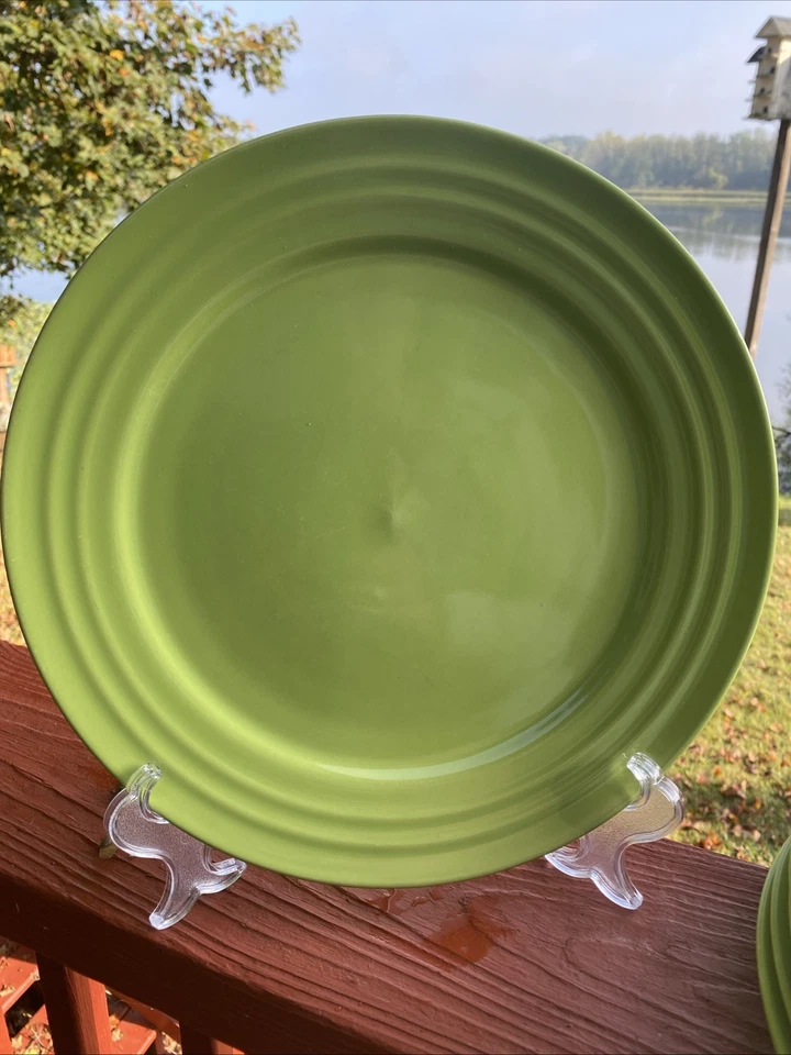 "Juego de 6 platos de cena Rachael Ray Double Ridge verde HO19 11"" @364" Foto 2 de 4