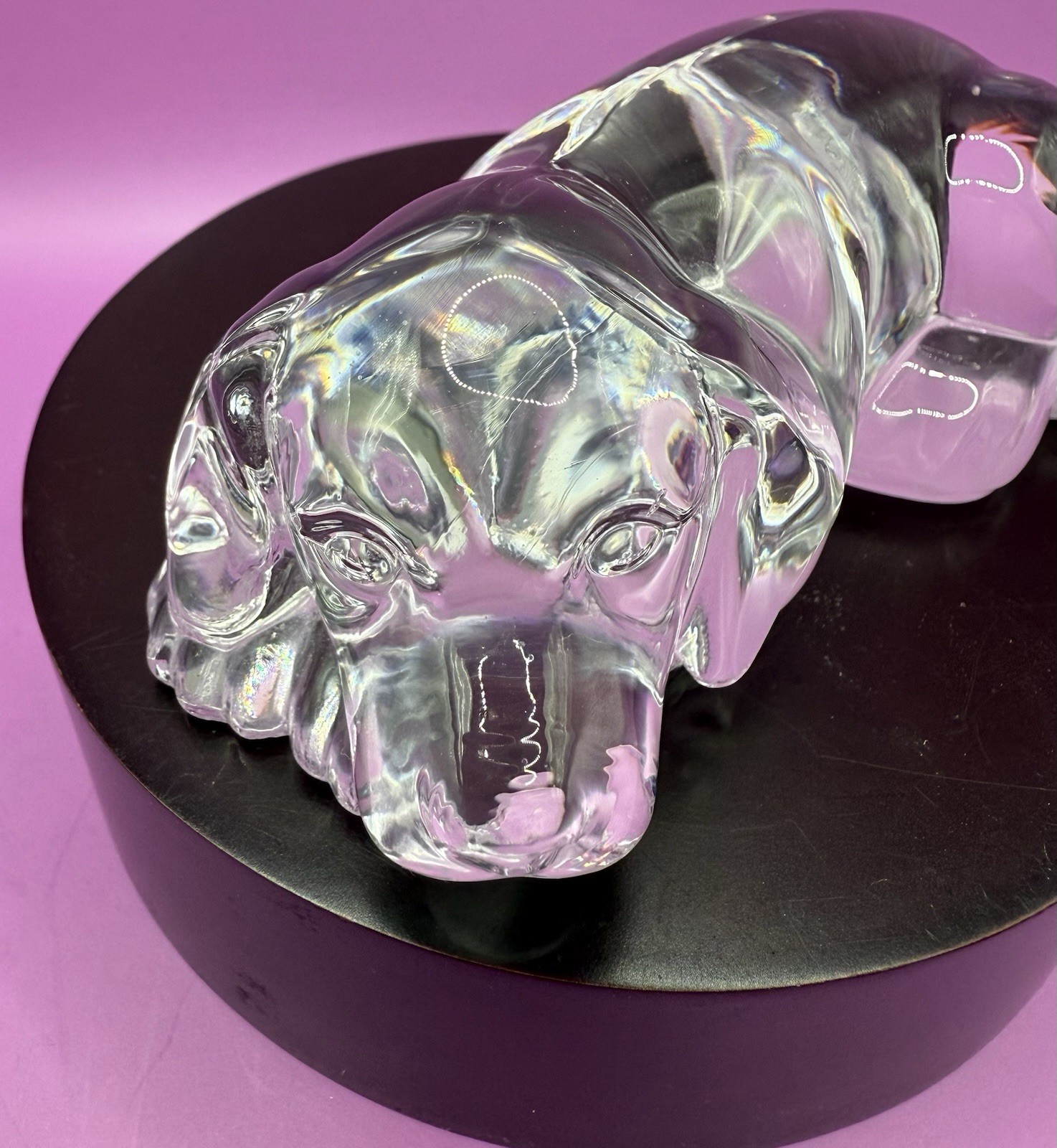 Princess House Puppy Dog Lead Crystal Glass Figurine Paperweight Hand Cooler