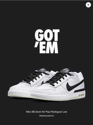 Nike SB Paul Rodriguez Zoom Air Low 44.5 10.5 Weiß Dunk NEU OVP