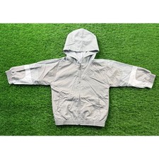 Nike Air Jordan Boys 4 Gray Windbreaker Jacket Hooded Full Zip Jumper Mesh Lined