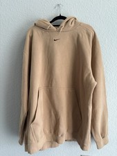 Nike Center Swoosh Hoodie Vintage USA Brown Tan Pullover Fleece Kangaroo Travis