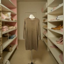 Vintage Liz Claiborne Metallic Taupe Knit Sweater Dress – Long Sleeve