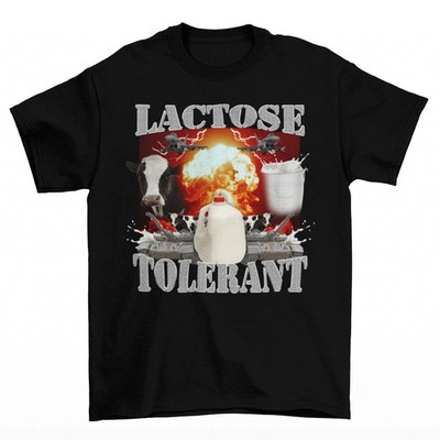Lactose Tolerant T-Shirt, Funny Milk Gag Gift for Gen Z Adult