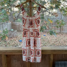 Madewell Floral 100 Silk Cream And Orange Back Cutout Dress Size 0