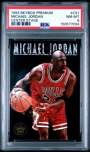 1993 SKYBOX PREMIUM MICHAEL JORDAN CENTER STAGE INSERT CARD #CS1 *PSA NM-MT 8!